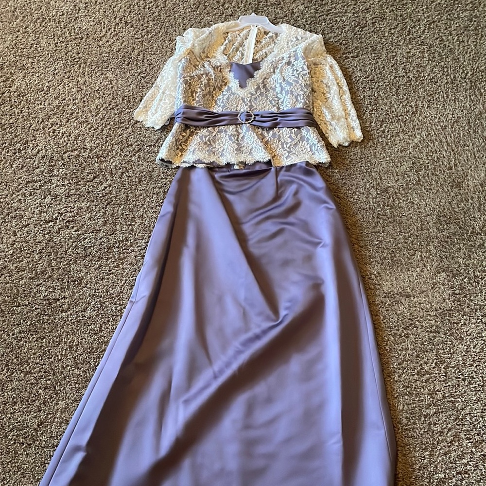 Alfred Angelo Lavender Dress with Cream Lace Jacket